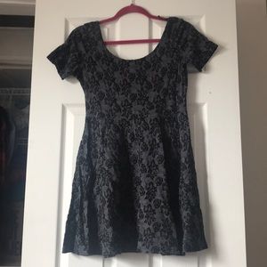 Black floral mini dress